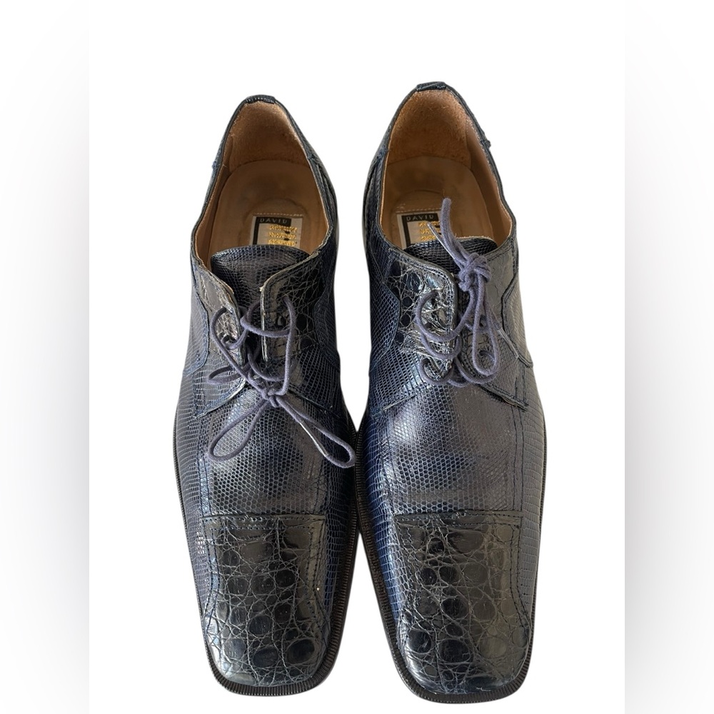 David Eden genuine crocodile / lizard skin square-toe oxford shoes Sz:11.5